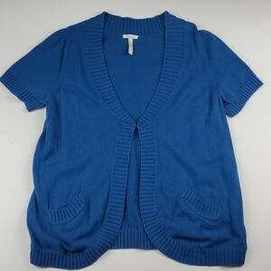 Old Navy Maternity Short Sleeve Knit Cardigan Sweater Shirt Jacket Pocket Blue